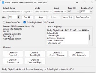 Windows 11 Codec Pack audio channel settings