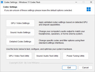 Windows 11 Codec Pack codec settings