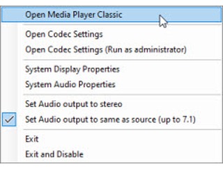Windows 11 Codec Pack tray menu